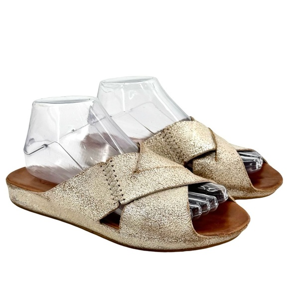 Johnston & Murphy Sonya Gold Leather Sandals Slip On Open Toe COMFY | Size 9.5 - Picture 2 of 12